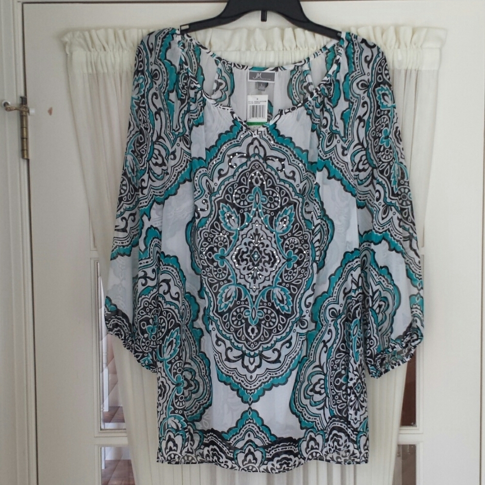 NWT JM Collection sheer blouse